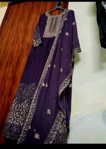 Elegant Purple Ethnic Anarkali Set