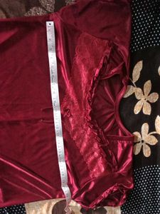 Maroon Nighty with Lace Detail