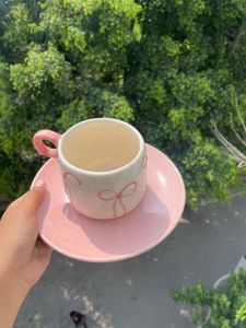 Pink Bow Mug &amp; Saucer Set