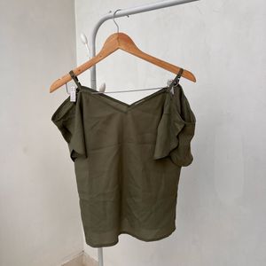 Olive Green Cold Shoulder Top