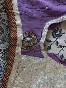Embroidered Lavender Saree With Silver Work