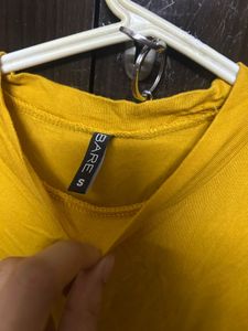 Mustard Mock Neck Tee