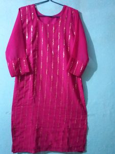 Designer Georgett Sequence Work Straight Kurta Set