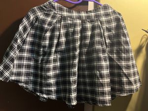 Collar Plaid Crop Blazer And Skater Skirt Set