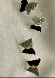 Black &amp; sliver butterfly earrings for women🫶�