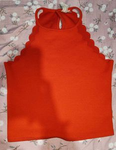 Cute red Scalloped Tank Top