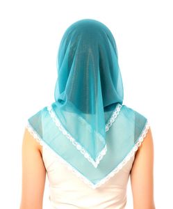 Elegant Blue Scarf Veil Tissue Soft net with Lace