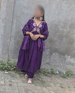 Purple Embroidered Kurta Set