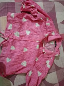 Cute Pink Heart Print Top