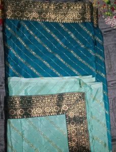 Brand New &amp; Unused Sky Blue Party Wear Saree But Without Tag.                                                       &#34;Final Price&#34;