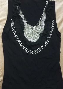 Black Embellished Sleeveless Top(Combo Check Below