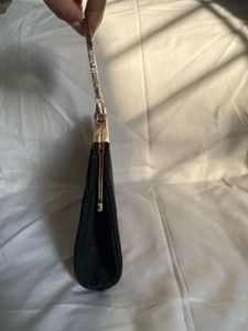 Glittry Black Stylist Cluch With Golden Handle