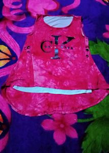 Rose Top And Black Long Skirt