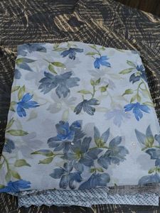 Flower Print Saree With Stone Work