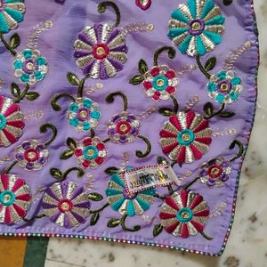 Women&#39;s Lavender Georgette Saree