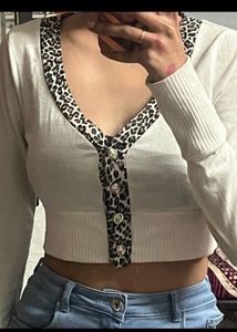 Cute Leopard Print Warm Crop Top 💗💘