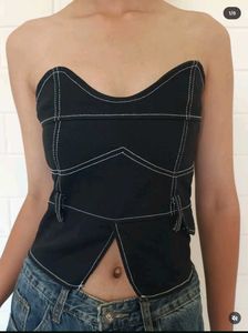 Black Strapless Corset Top