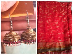Saree + Jhumka