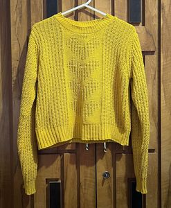 Mustard Knit Heart Sweater