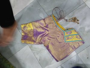 Purple & Gold Embroidered Sari Blouse