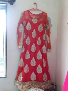 Only Kurti Orange Colour Golden Work