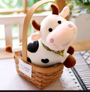 Cute Cow Plush in Basket