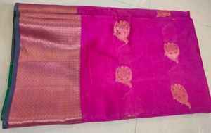 Purple, Green &amp; Gold Kora Saree