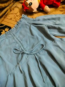 Light Blue Off-Shoulder Peplum Top