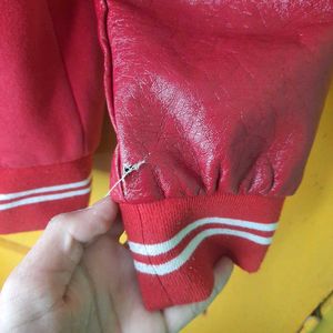 RED JACKET ❤️🔥WITH LEATHER SLEEVES