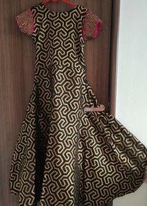 Black &amp; Gold Cutout Party Dress with Pink Sleeves