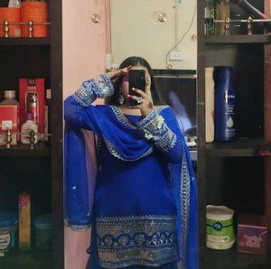 Elegant Blue sharara Suit with dupatta