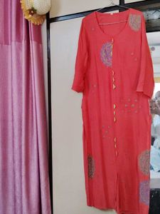 Kurta Orange Colour With Beautiful Kadai