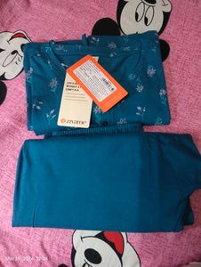 Zivame Scribbled Meadows Knit Cotton Pyjama Set