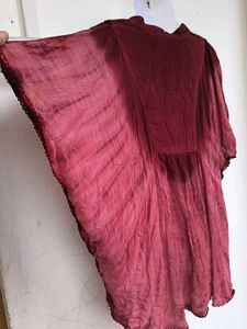 Burgundy Tie-Dye Embroidered Caftan Top