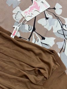 Brown Long Sleeve Mesh Top