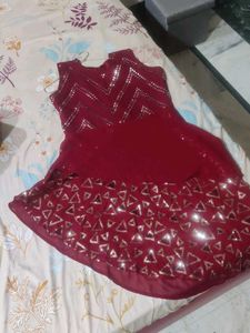 Maroon Embroidered Kurti