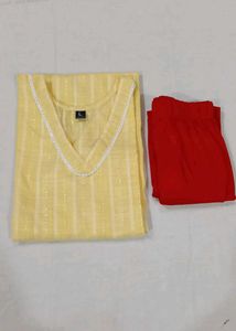 yellow kurti and red leggings