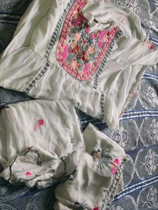 Embroidered White Dress