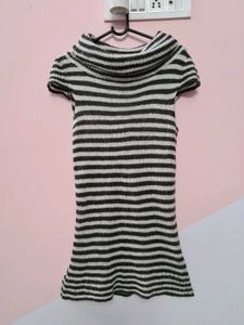 Striped Knit cowl neck Dress