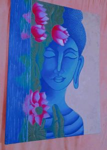 Blue Buddha Lotus Canvas Art