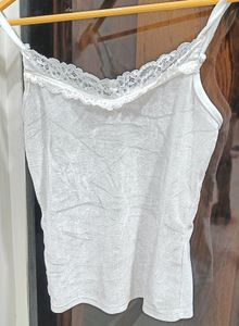 Coquette White Lace Trimmed Spaghetti Top