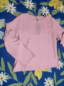 Blush Pink Bell Sleeve Top