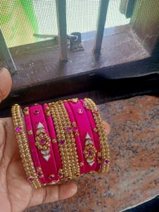Pink Silk Theard Bangles