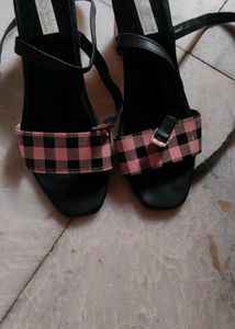 Black And Pink Flat Sandal