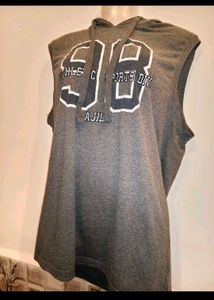 Gray Sleeveless Hoodie T-Shirt