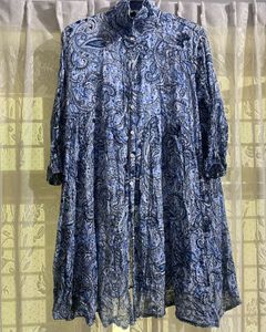 Blue Shirt Dress Paisley Print