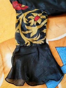 Black &amp; Gold Embroidered Kurti