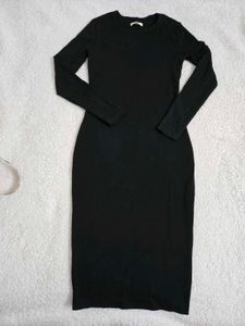 Elegant Black Midi Bodycon Dress bust 34~36