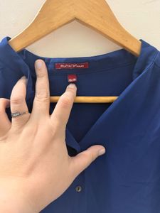 Elegant Navy Blue Pleated Sleeve Top