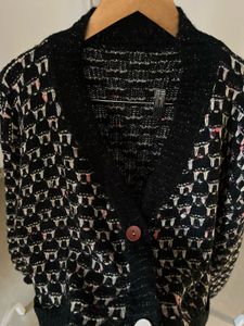 PRINTED JACQUARD BUTTONED DOWN CARDIGAN